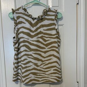 LOFT Brown and White Zebra Print Blouse